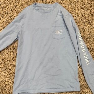 Vineyard Vines Sky Blue Logo Hanukkah Long Sleeve Tee